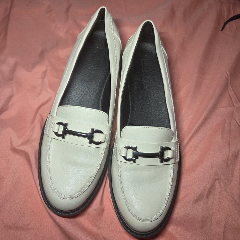 Cream Leather Loafers